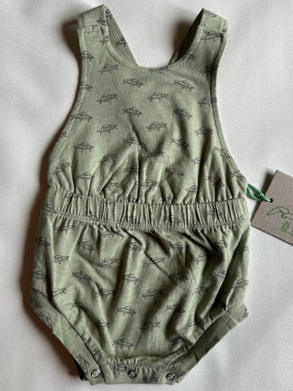 NWT Kate Quinn UFO Romper 3-6M Cotton Slub Bib Shortie Little Liam Baby
